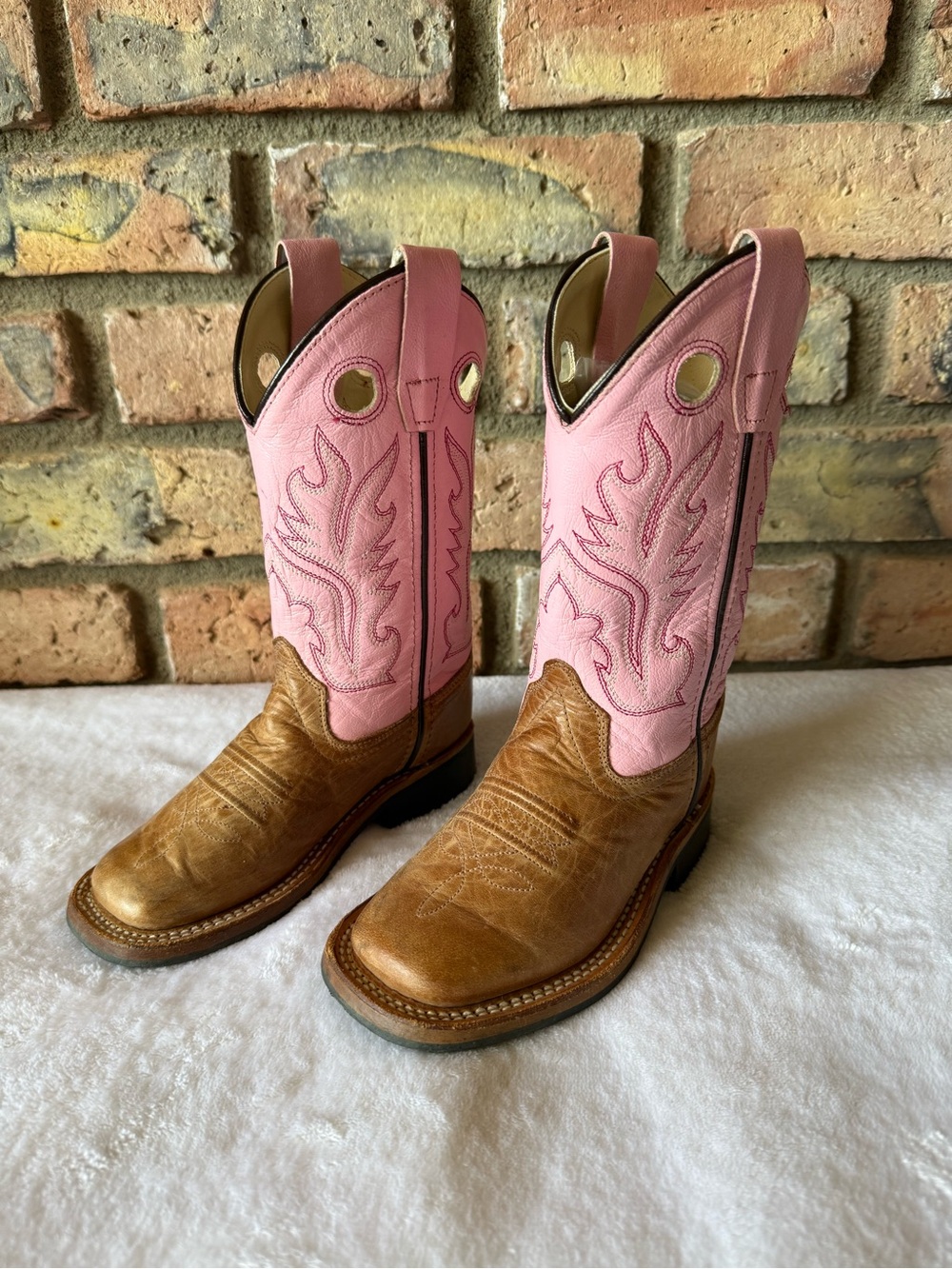 Girls Old West Pink/Brown Toddler Boots Size 9.5